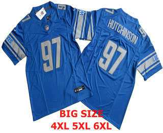 Men%27s Detroit Lions #97 Aidan Hutchinson Blue Red FUSE Limited Vapor Stitched Jersey